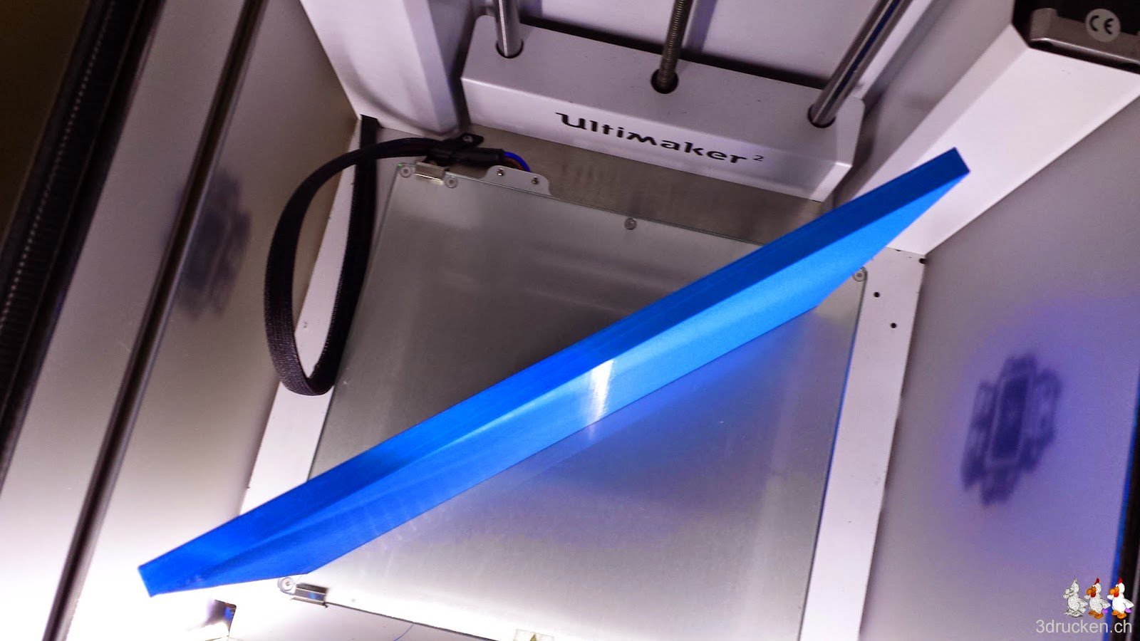 Foto des erfolgreich fertig gedruckten maximalen Quaders mit 10mm Dicke auf dem Ultimaker 2 von oben