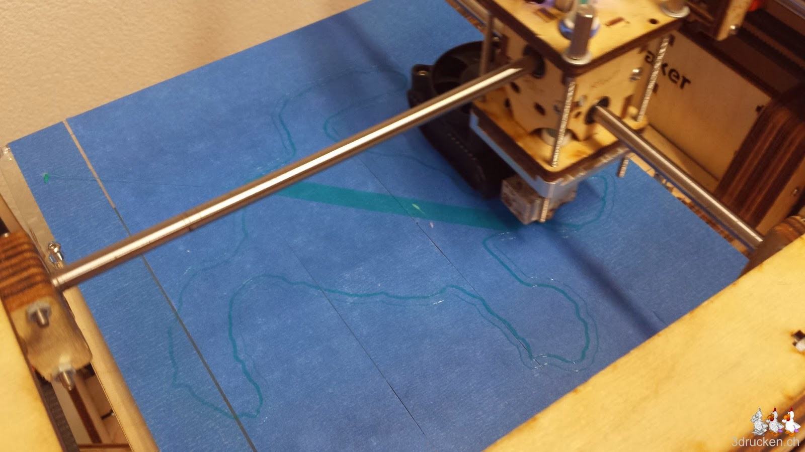 Foto des Druckbeginns der Schildkröte auf dem Ultimaker Original