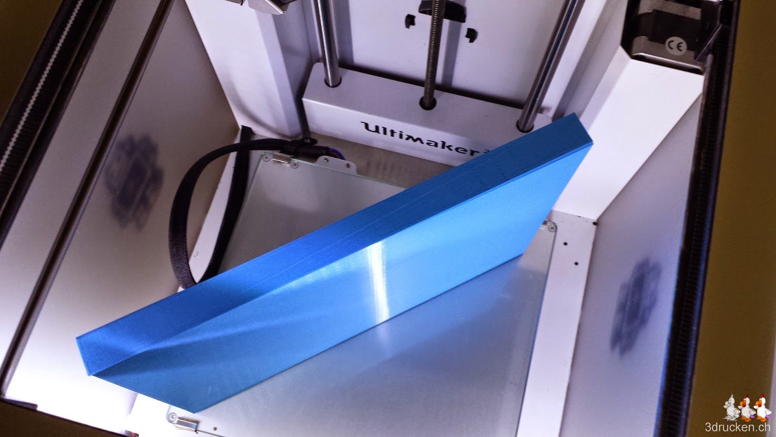 Foto des fertig gedruckten maximalen Quader mit 20 mm Dicke von oben im Ultimaker 2