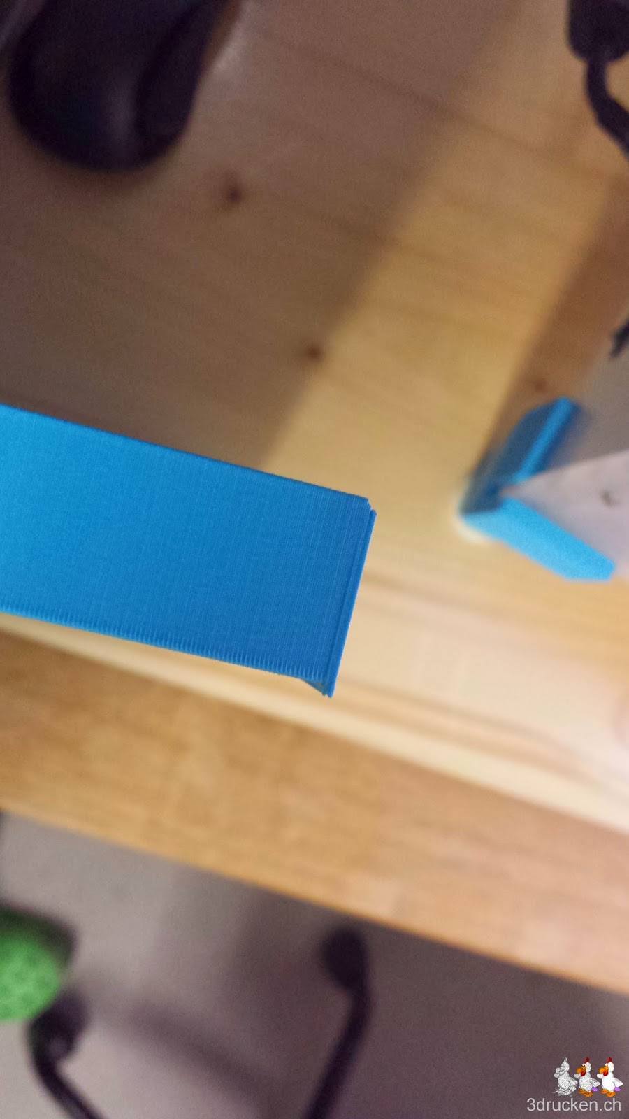 Foto der versetzt gedruckten obersten Schichten am maximalen Quader von 20 mm Dicke