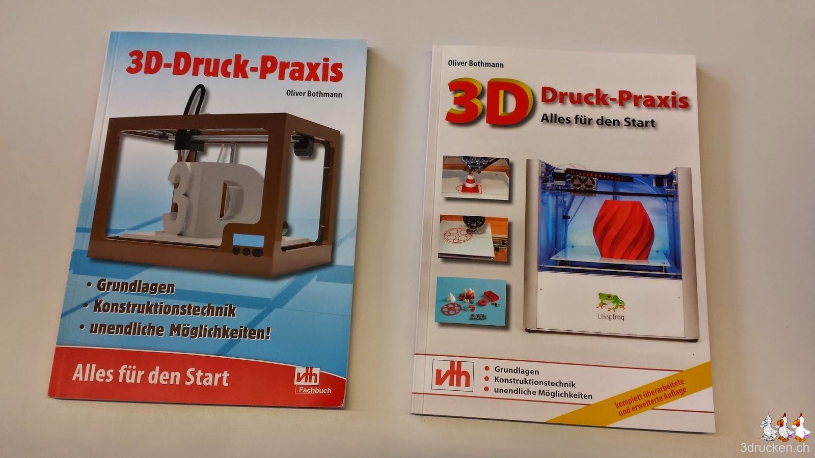 Foto der Covers beider Ausgaben des Buches '3D-Druck-Praxis: Alles für den Start' von Oliver Bothmann