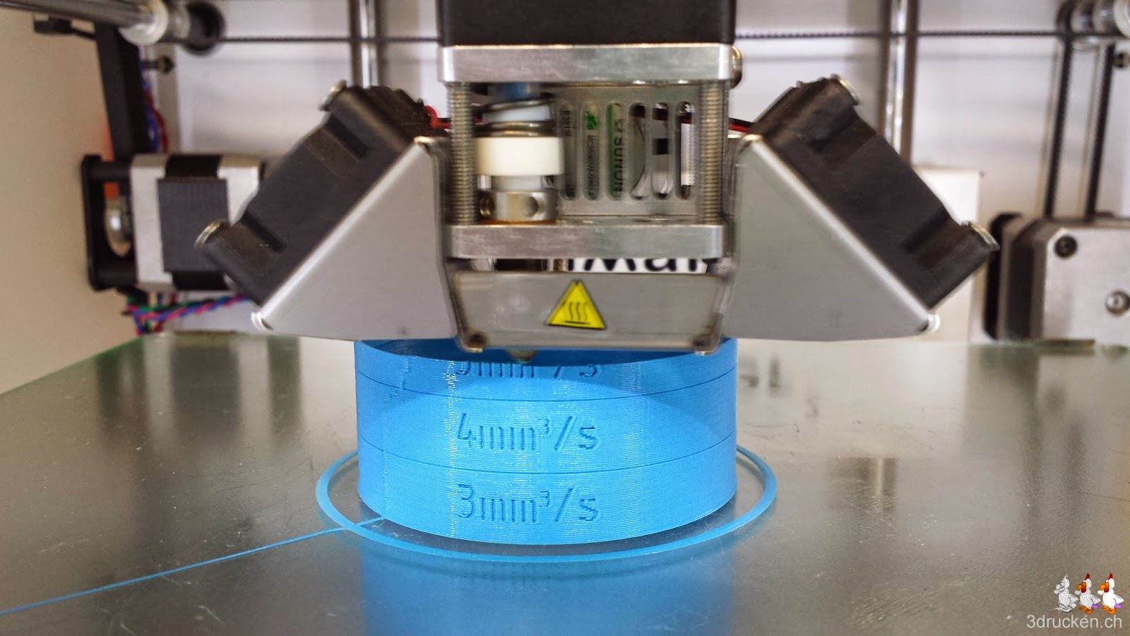 Foto während des ersten Testdrucks mit dem neuen Macor Isolator