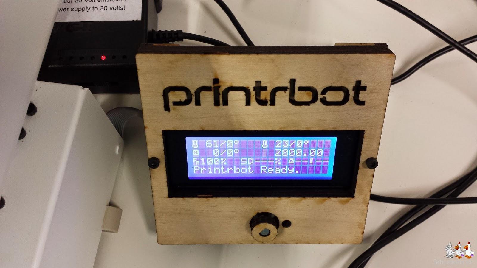Foto des LCD am Printrbot Simple Metal von schräg oben aufgenommen