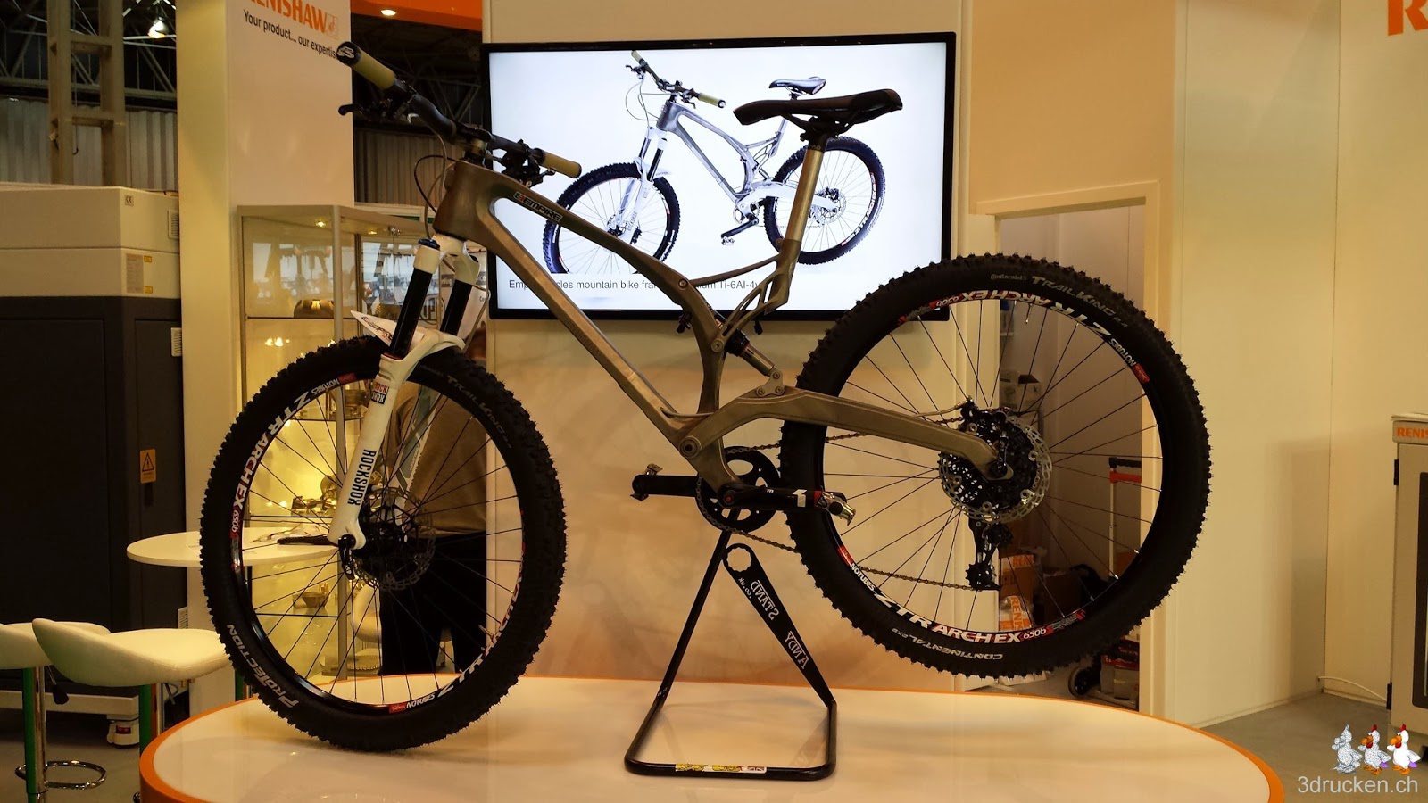 Foto eines komplett gedruckten Fahrradrahmens auf der TCT Show 2014 in Birmingham