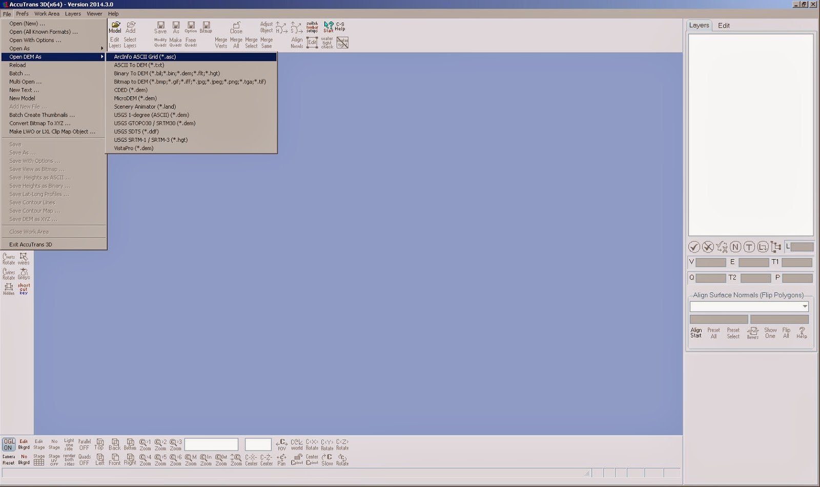 Screenshot aus AccuTrans 3D mit offenen Importmenüs