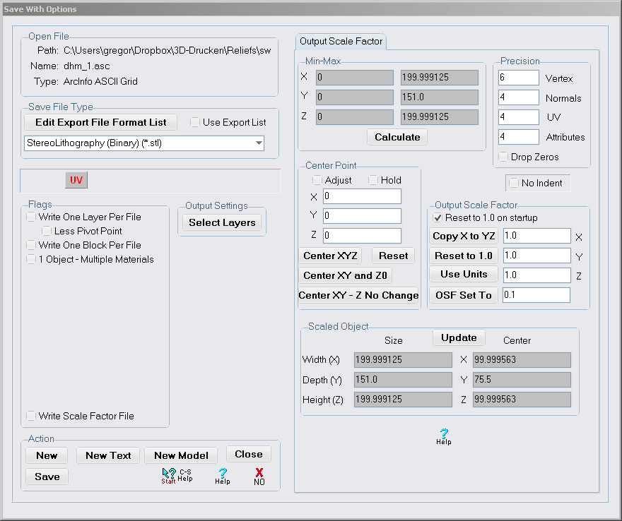 Screenshot des Safe With Options Dialog aus AccuTrans 3D