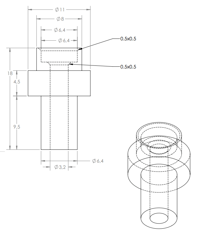 Zeichnung des Isolators von Ultimaker auf github veröffentlicht