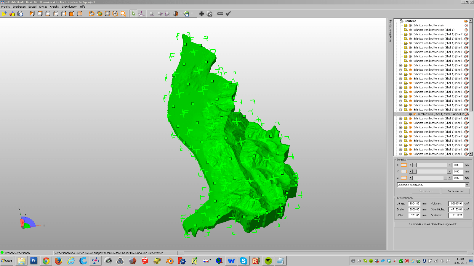 Alle Einzelteile ausgewählt und exportiert