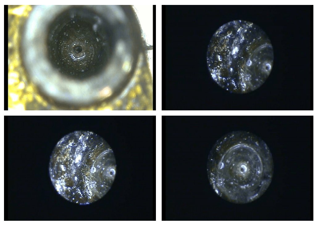 Fotos der Innenseite der Düse des Ultimaker 2 welche wir FiberOptic geschickt haben