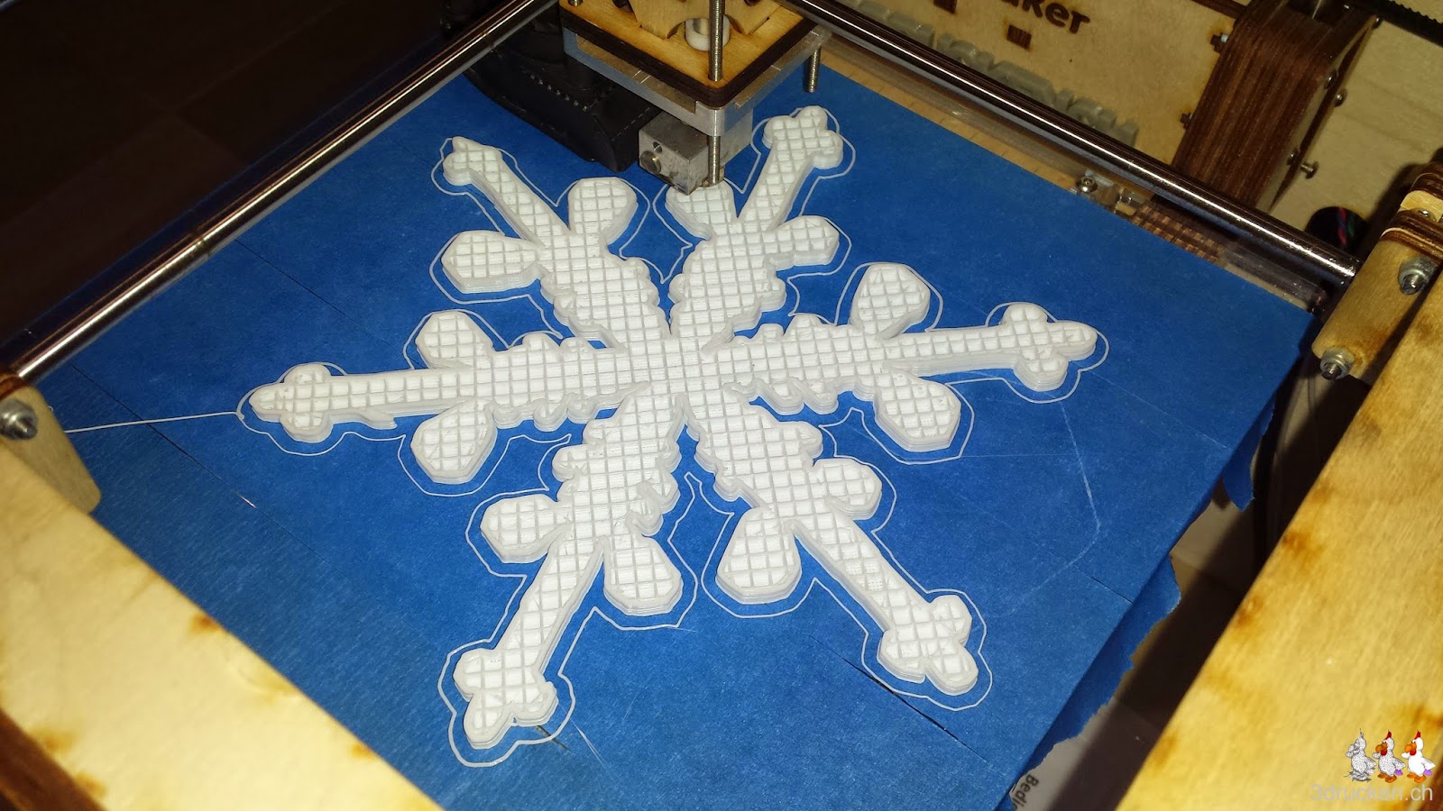 3D gedruckter Dendritischer Stern während des Drucks