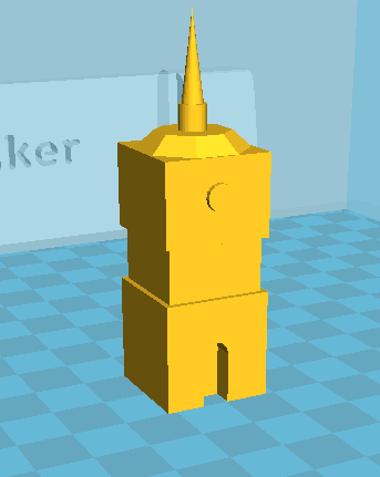 Screenshot des Zytglogge Avatars aus Cura bei der Überprüfung für das Gut zum Druck