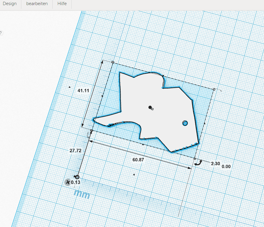 Screenshot aus Cura mit importierter Parkettierform als Anhänger