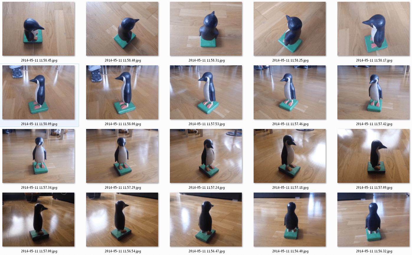 Übersicht der für die Modellerstellung mit 123D Catch verwendeten Fotos