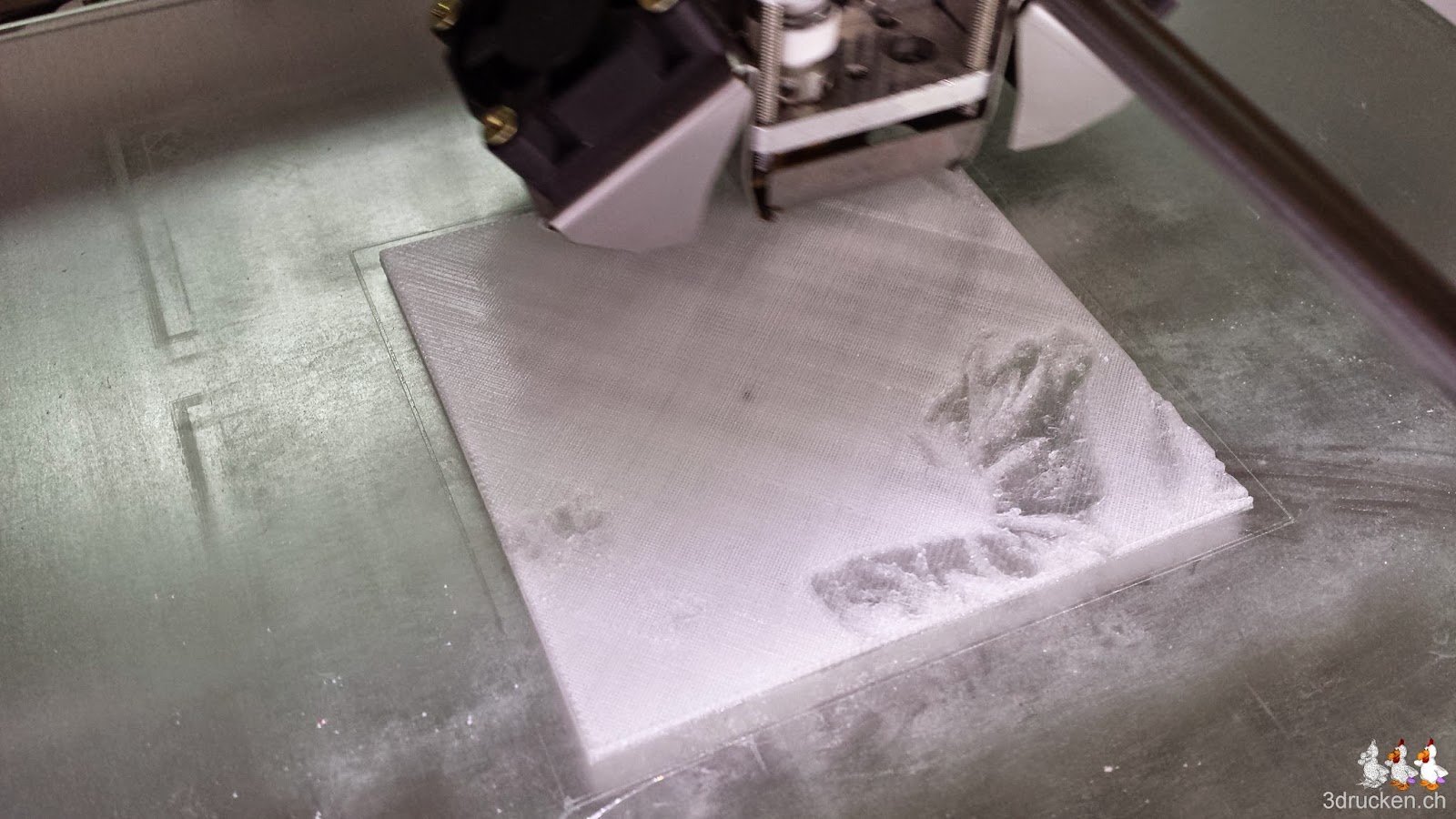 Foto während des Drucks des 3D Fotos aus Colorfabb XT auf dem Ultimaker 2