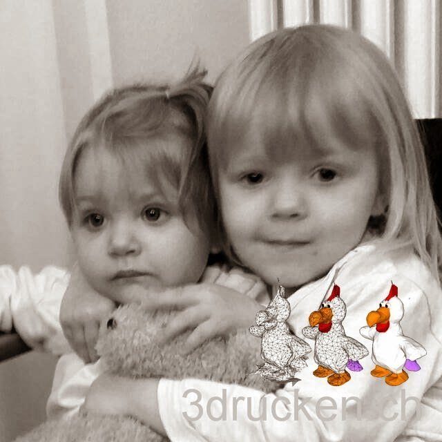 Foto zum 3D-Druck von Elin und Amélie nach der Bearbeitung in Photoshop