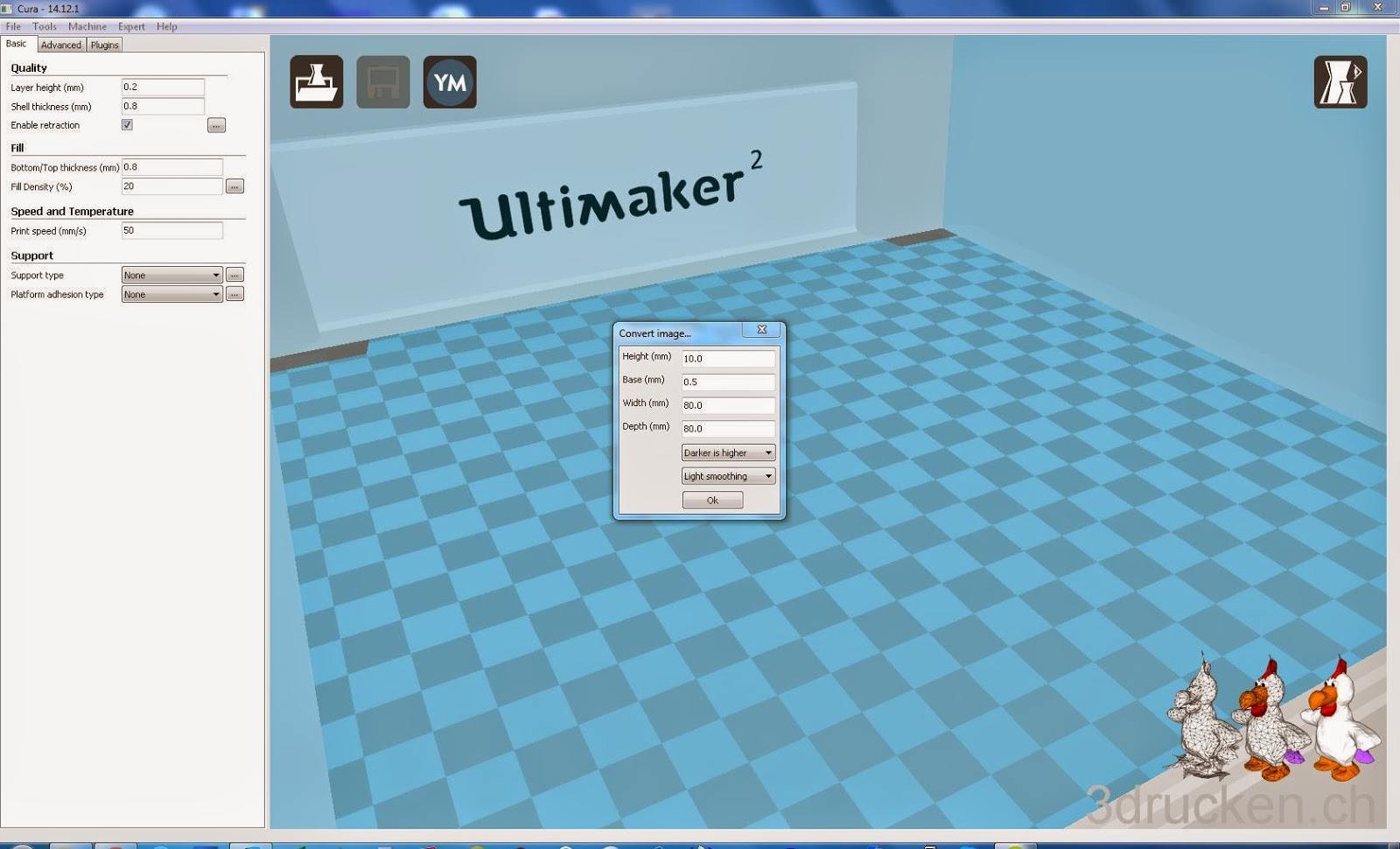 Screenshot aus Cura mit dem 
