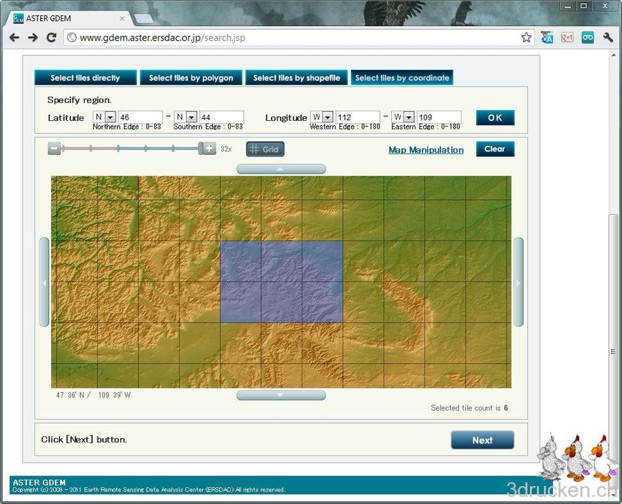 Relief des Yellowstone Nationalpark aus ASTER GDEM-Daten
