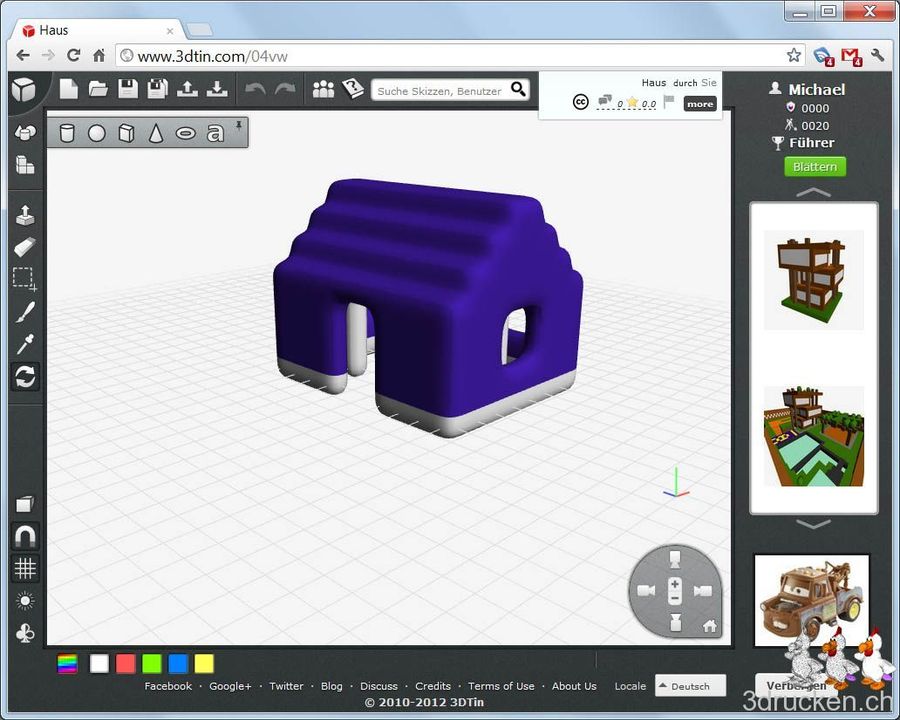 Ein Haus auf 3dtin.com gebaut