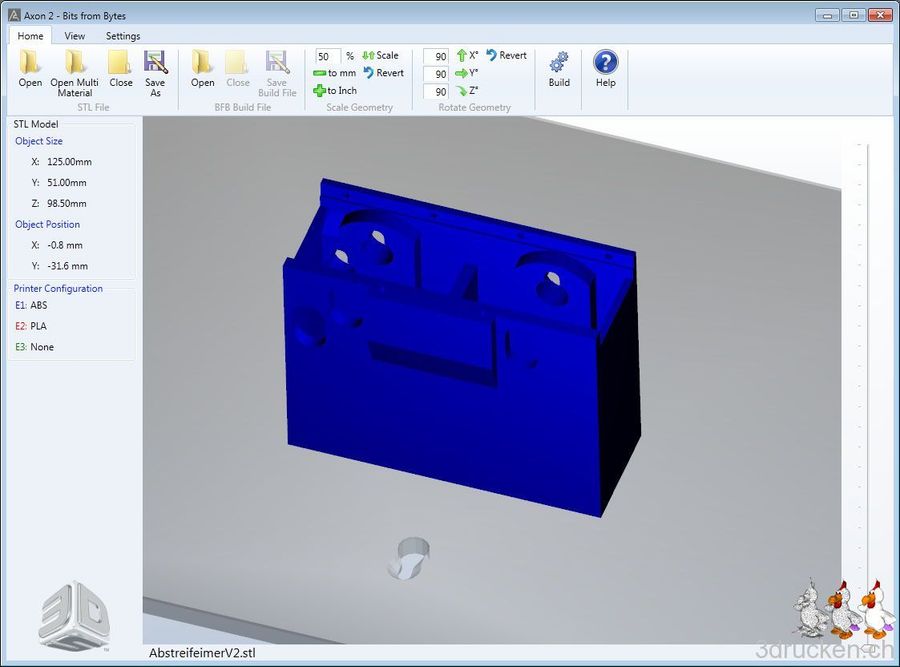 Drucken des neuen Abstreifbehälters V2