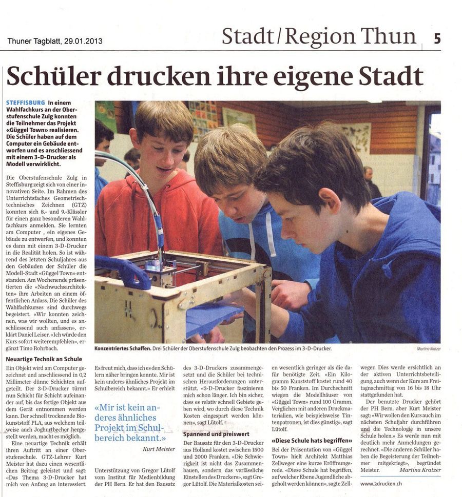 Artikel zu GüggelTown im Thuner Tagblatt