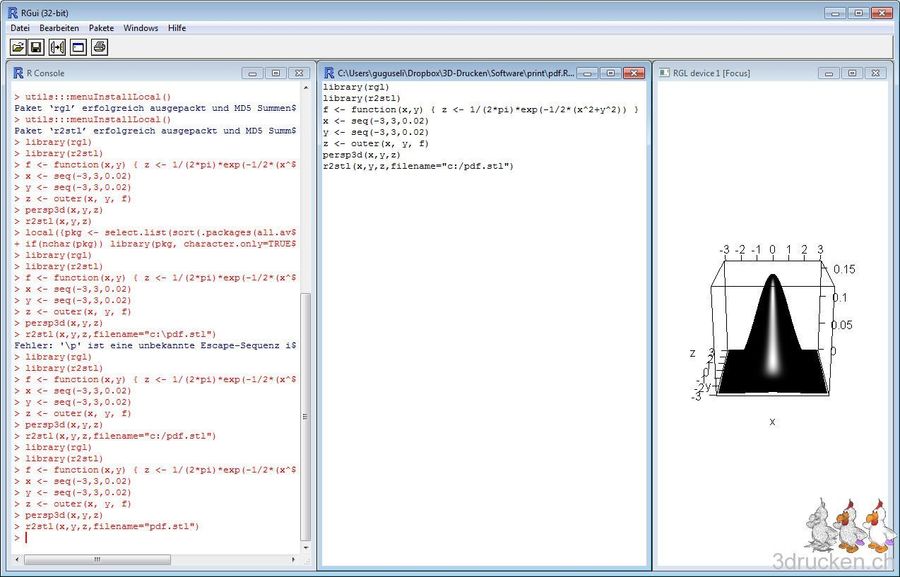Flächen im Raum mit R als STL speichern
