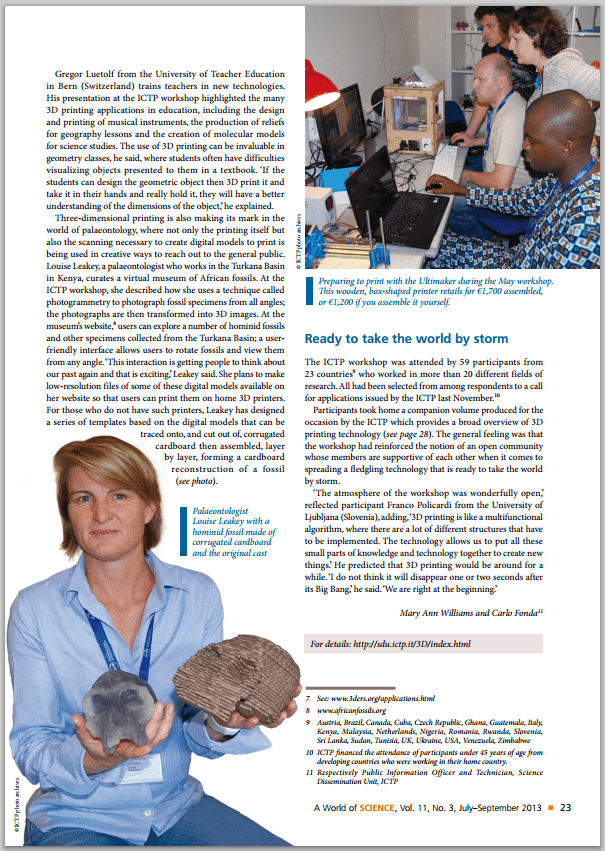 Artikel im "A World of Science" Magazin der UNESCO