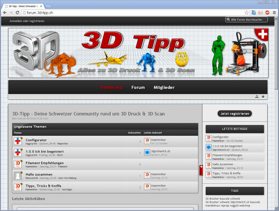 3D-Tipp.ch: Neues Forum rund ums 3D-Drucken