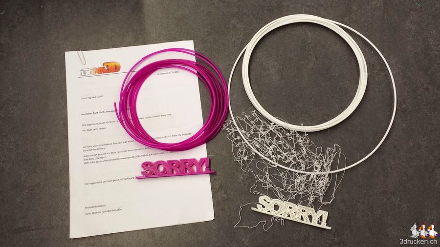 PLA und HIPS zum Testen von Bona3D