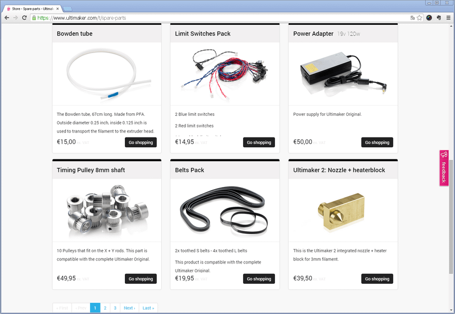 Ersatzteile für Ultimaker 2 via Shop bestellbar