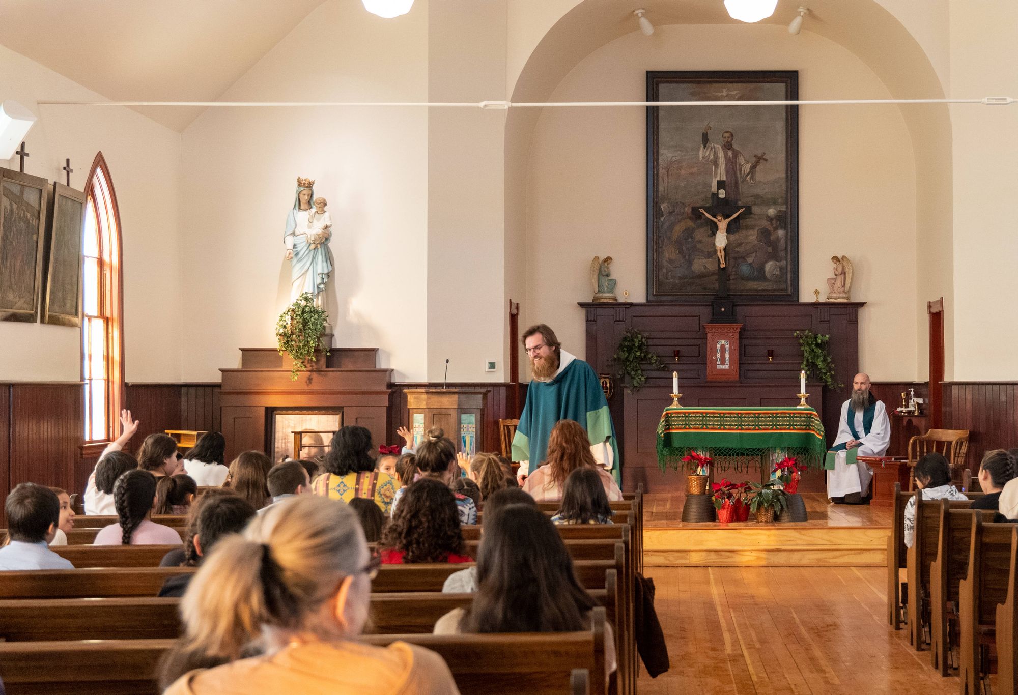 Br. Thomas Skowron preaches at Mass at St. Francis Xavier Mission Church.
