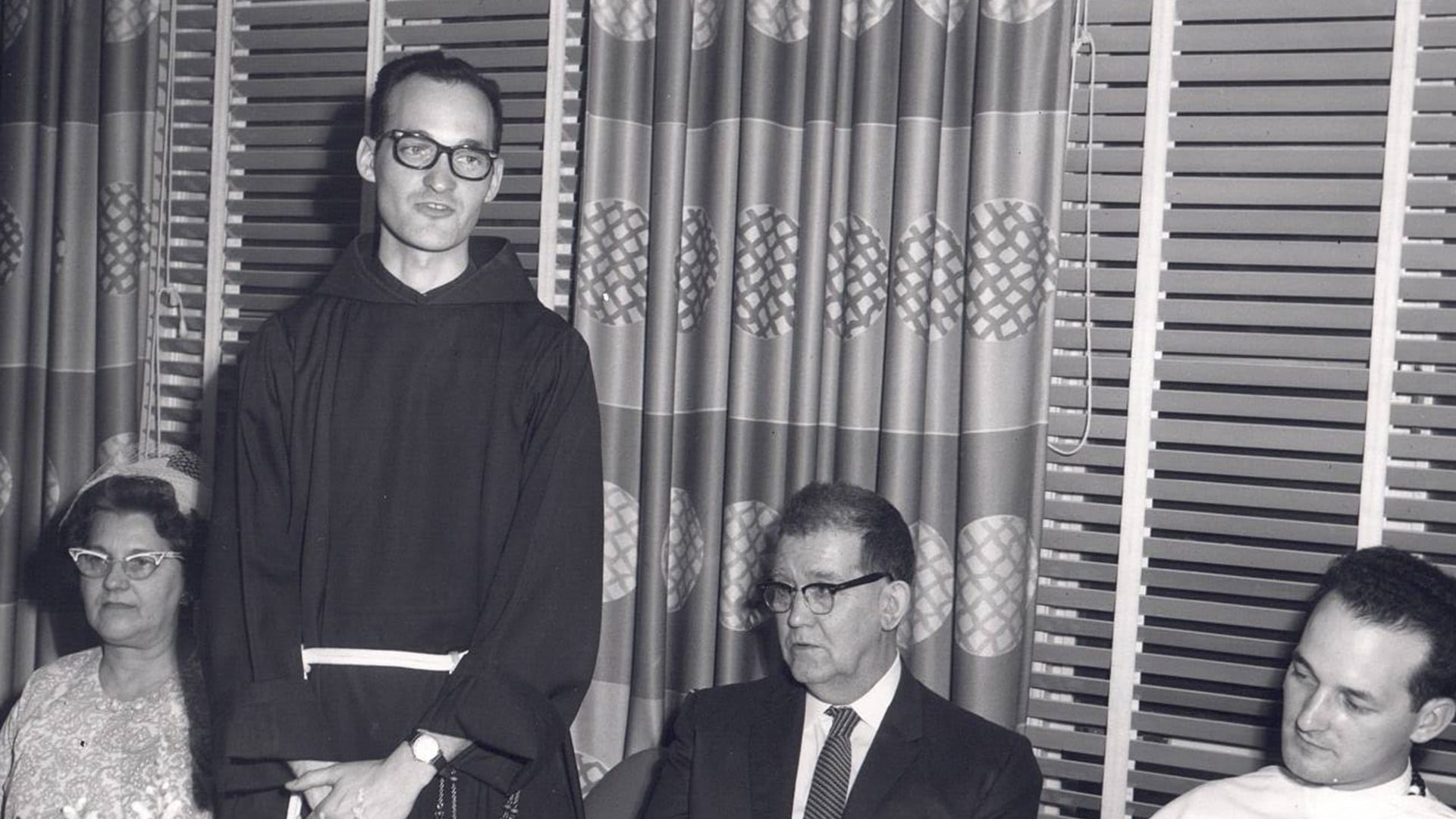 Black-and-white photo of Br. Ben Markwell, OFM Cap. in his early days of ministry.
