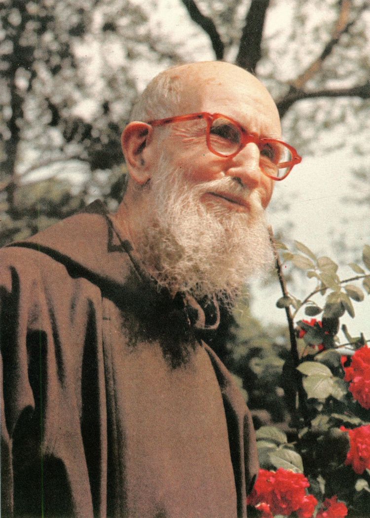 Blessed Solanus Casey in the back yard of St. Bonaventure Monastery in Detroit.