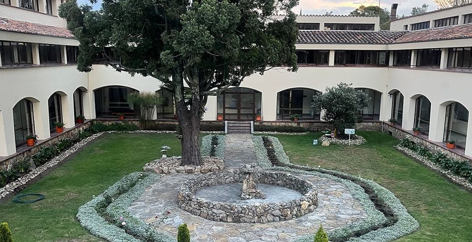 View of the courtyard at the Capuchin monastery in Bogotá, Colombia.