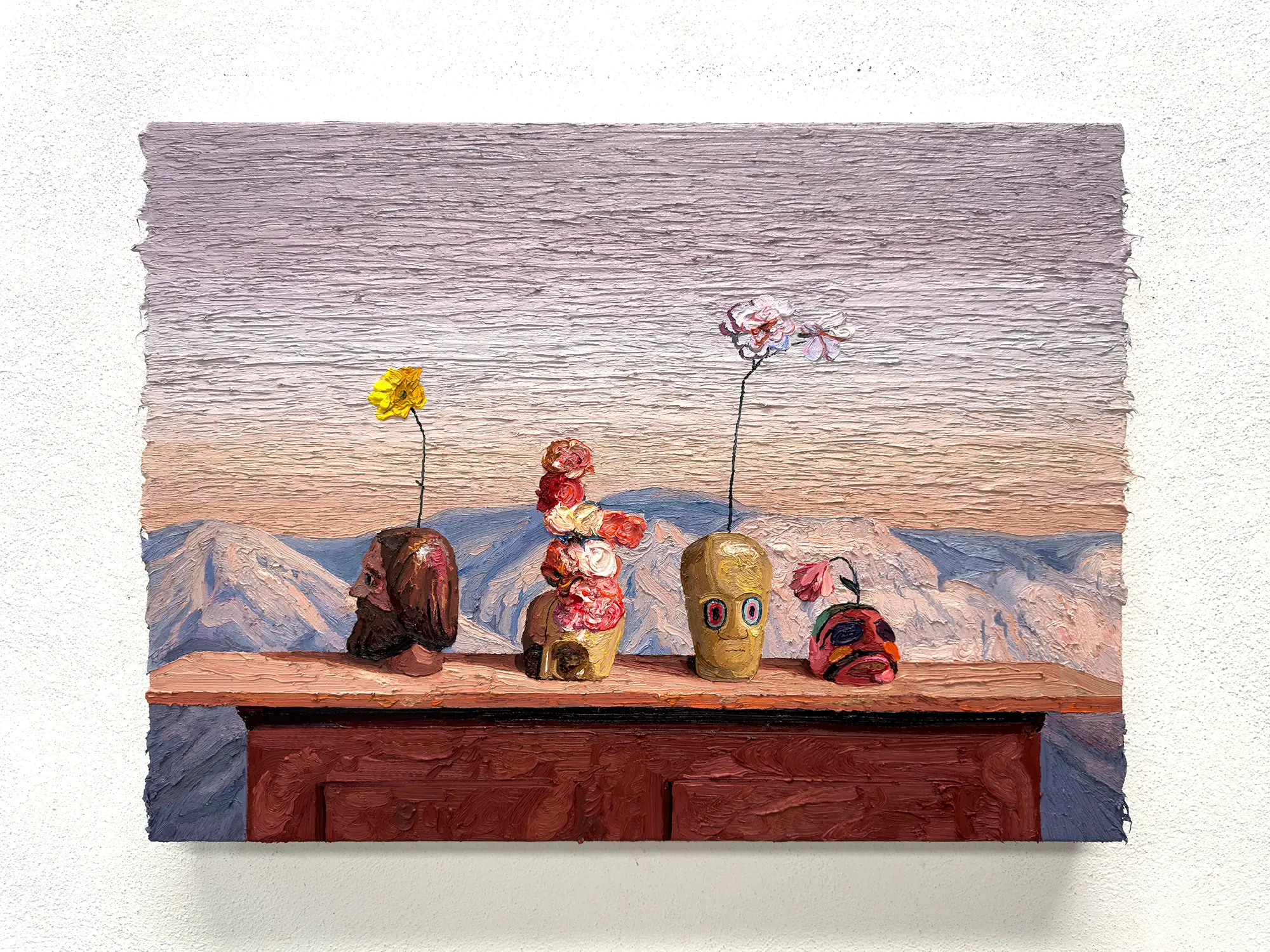 javier ruíz, artwork, contemporary painting entitled, aguanta cerca de mÍ como aguante el último pétalo antes de caer, 2024