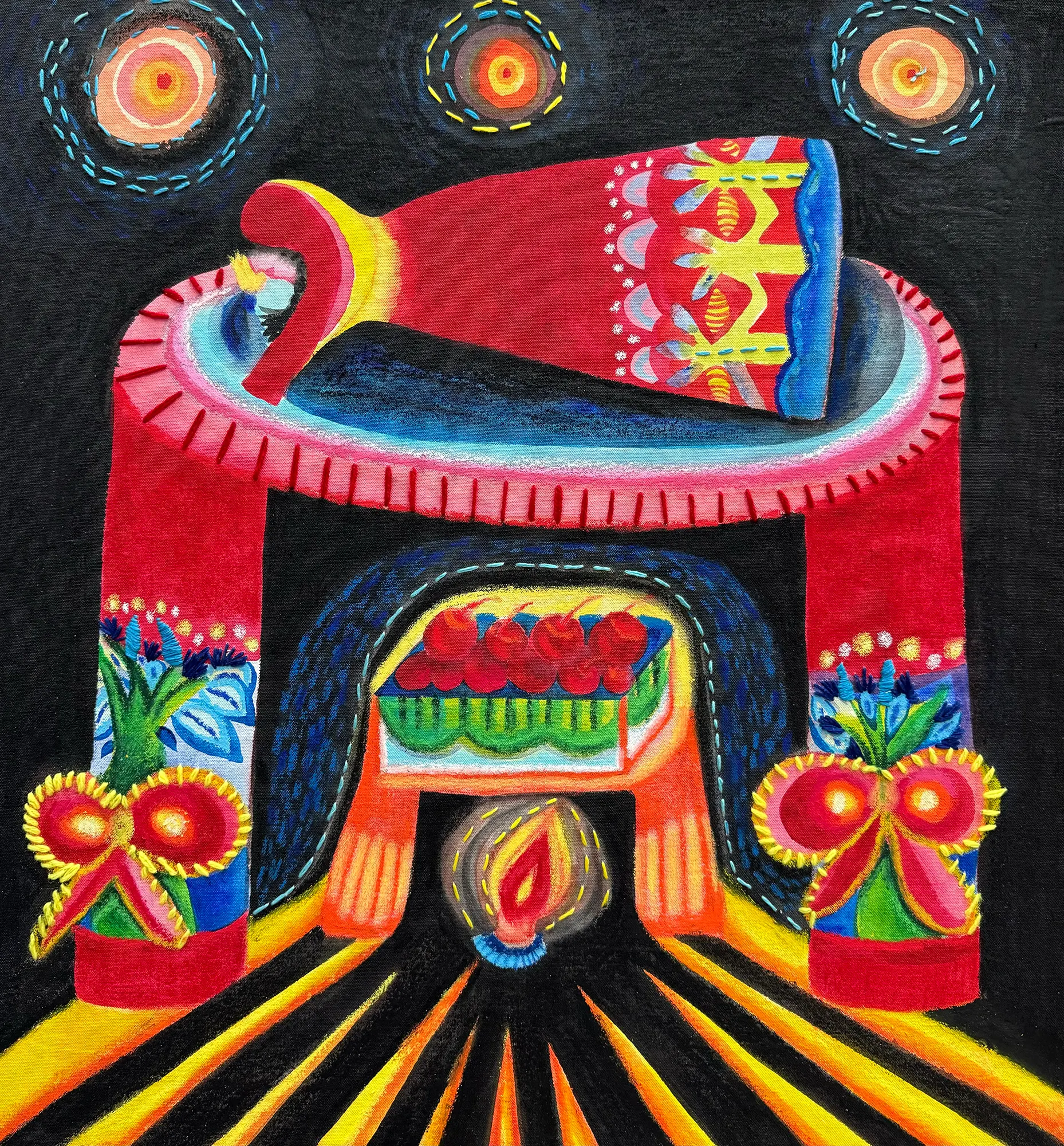 Hsin hwang contemporary painting now 2024 blend in modern mythology and traditional topics 