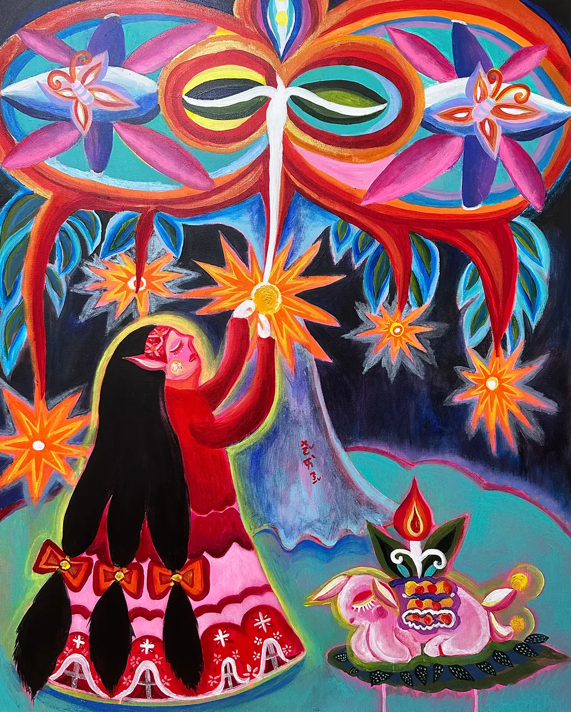 hsin hwang, promising emerging artist with colorful painting 