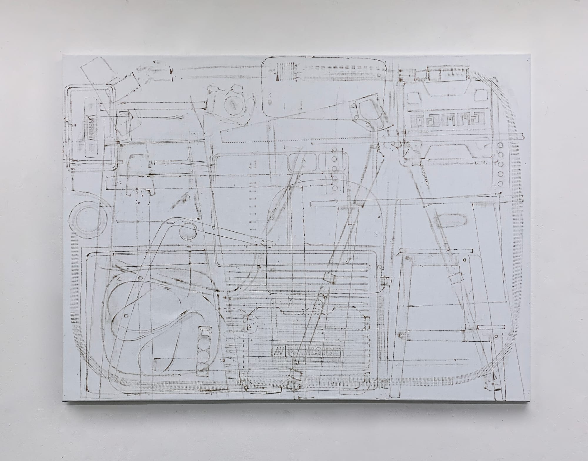 Inventory Studio No. 3 (2024) by Kirsten Hutsch – minimal surface work with sanded gesso on linen.