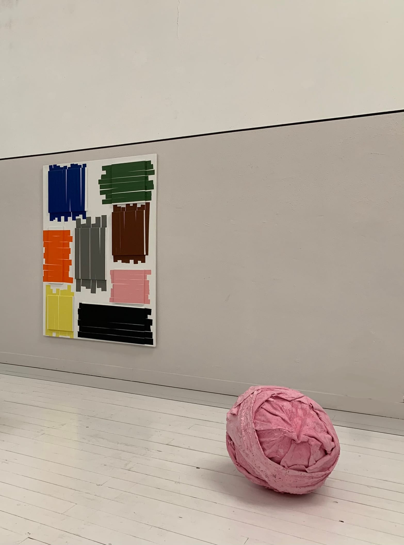 Installation view from Eating a Vegan Sandwich on the Train While Listening to Country Music at L21 Gallery, 2022, featuring sculpture by Elena Aitzkoa.