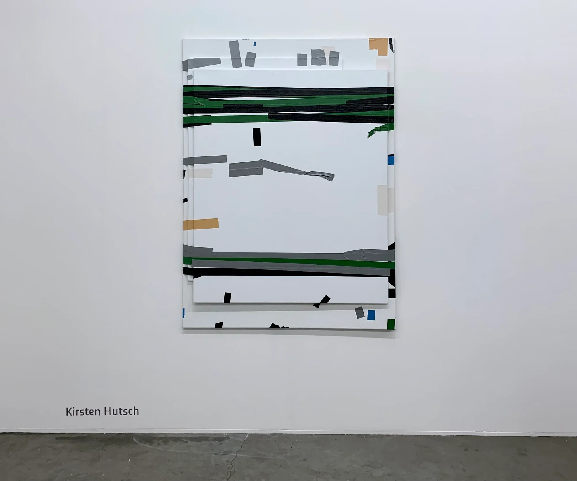  Installation view of Taped Painting No. 14 by Kirsten Hutsch at Art Rotterdam 2022 – mixed media on linen.