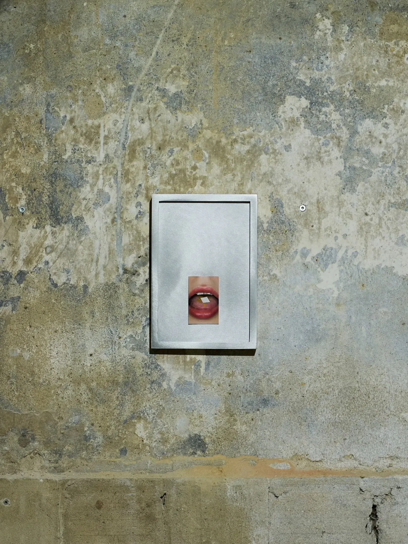 Installation view of Some Degree of Friction 2025 at Wehrmühle Biesenthal, contemporary artwork displayed against raw concrete wall.