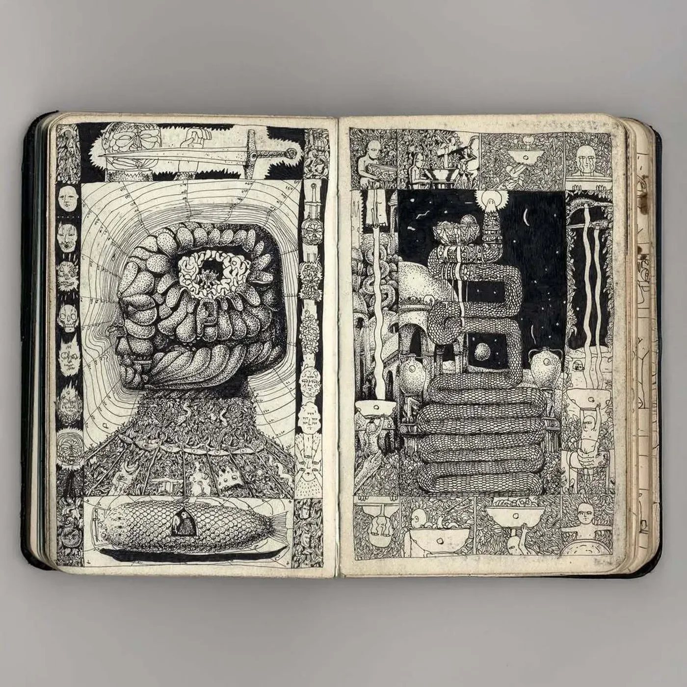 Khoren Matevosyan textile cube, Illustrations from the Fourth Book from Seven Army Sketchbooks (2018–2020), created during military service in Nagorno-Karabakh. Courtesy by the artist.