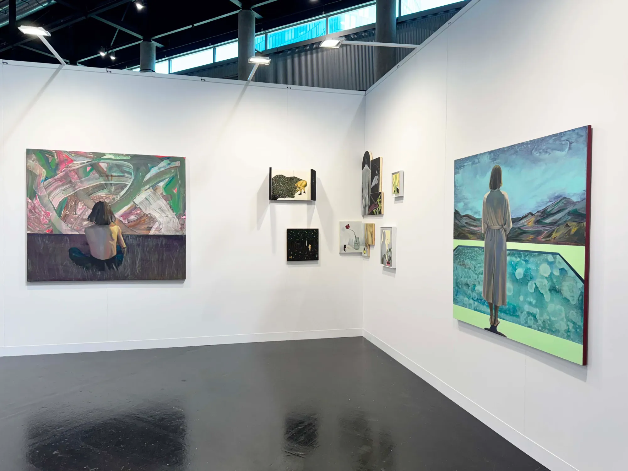 Nora Ampova and Lyuben Domozetski, painting and mixed media, Little Bird Place Gallery, Vienna Contemporary 2025.