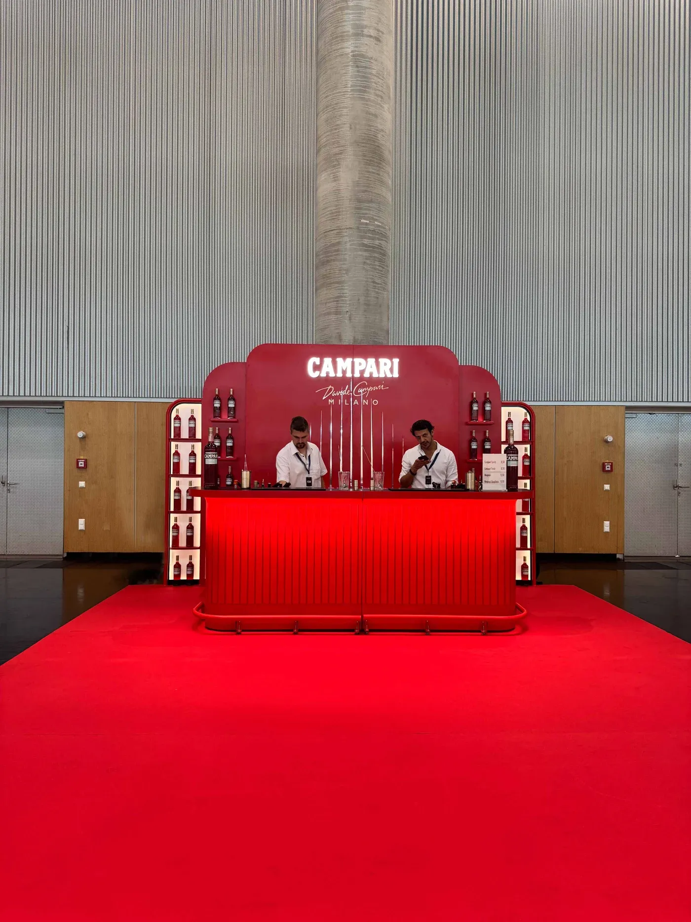 Campari bar, vienna contemporary art fair, pop up, Stanley Kubrick vibes