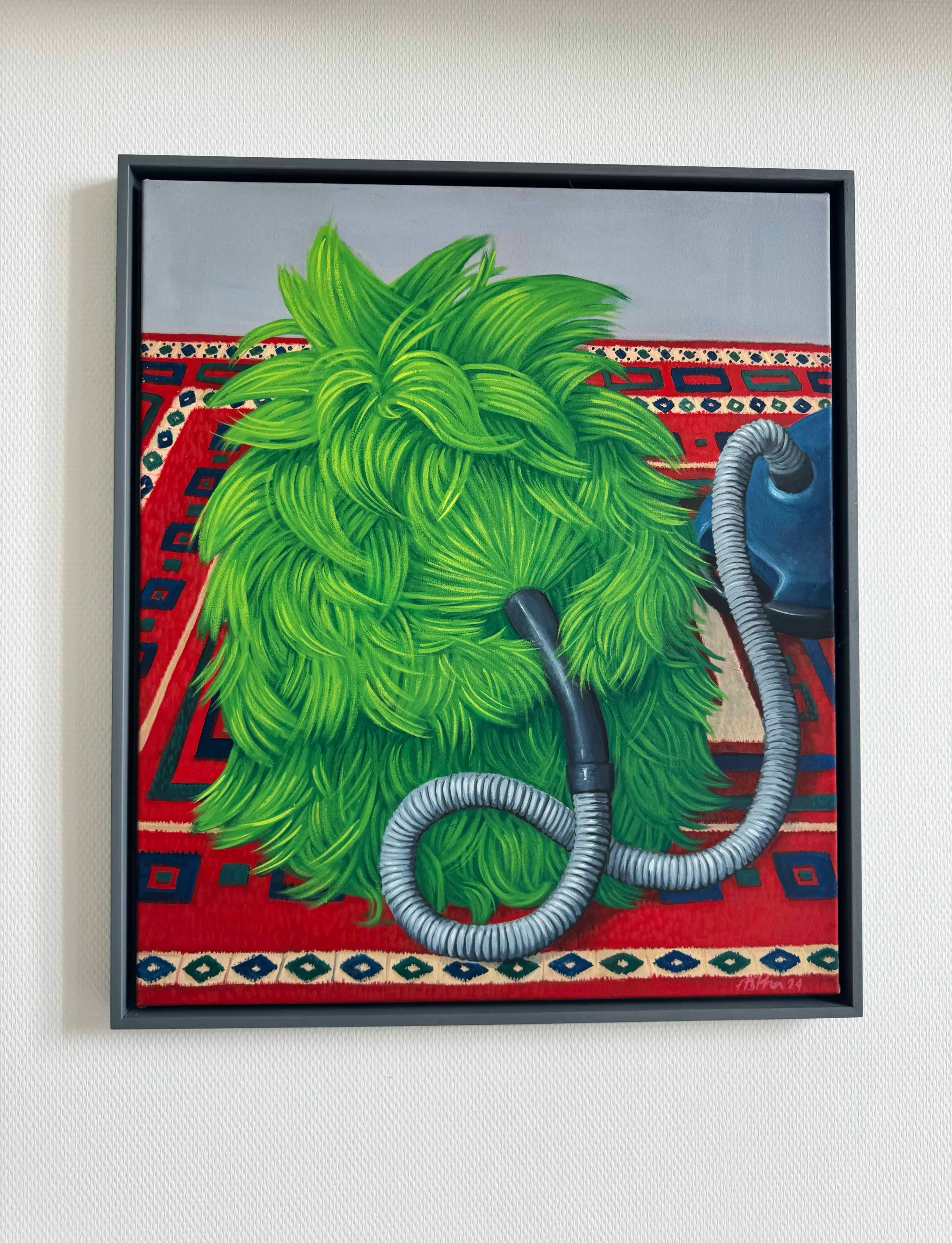 Tabitha Rub, presented by Rodler-Gschwenter Gallery, showed vibrant paintings of shaggy green form that blurs the line between creature and object.
