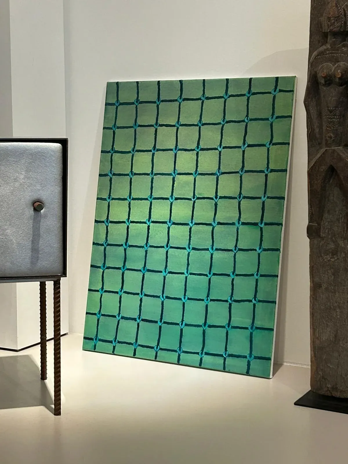 Maria Luz, painting Football Net, oil on canvas, 2023; exhibited with Garcé & Dimofski at Art Basel Paris.