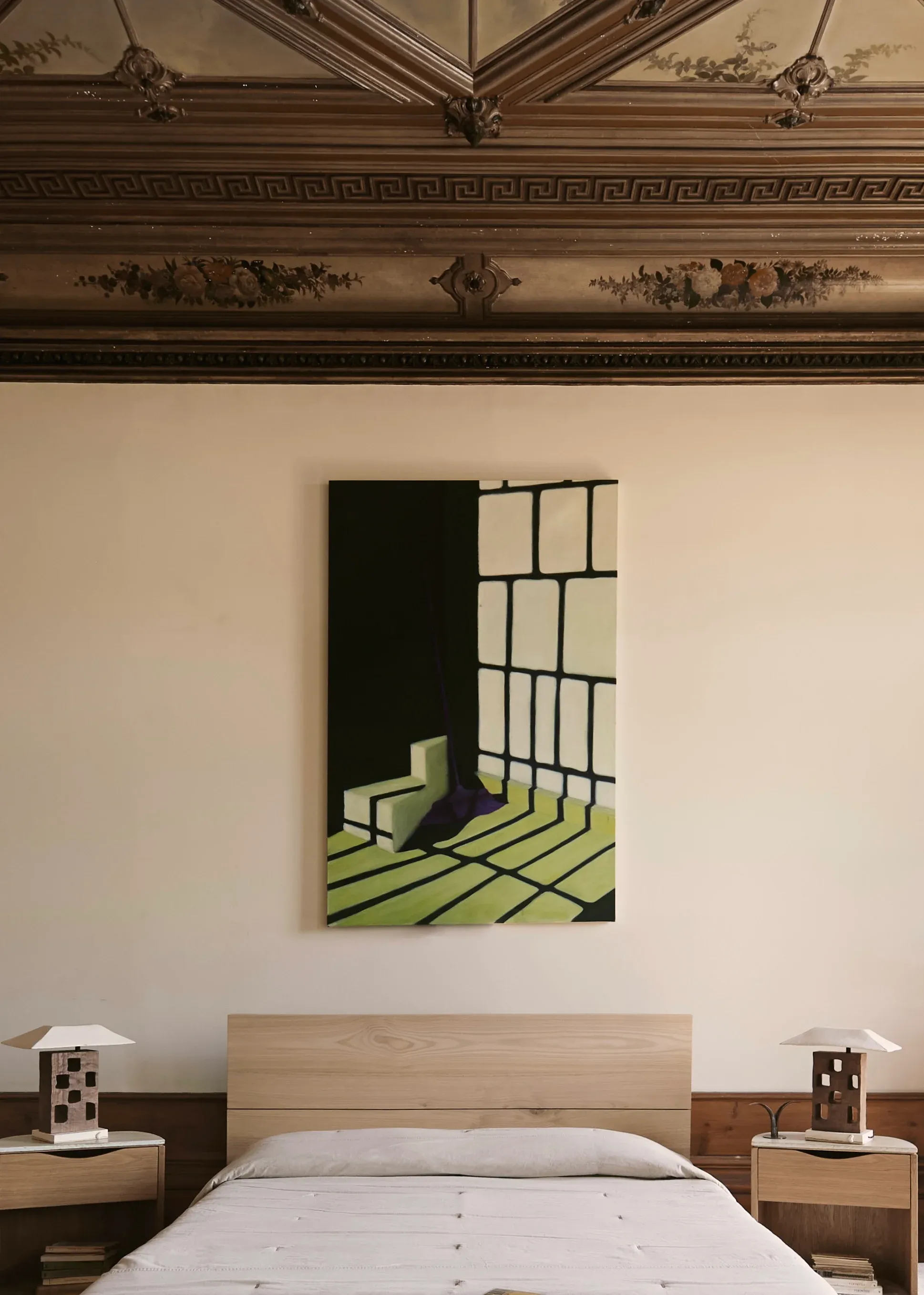 Maria Luz, painting Ways for Silence, oil on canvas, 2022; installed at Cedofeita Townhouse with Garcé & Dimofski for Architectural Digest.