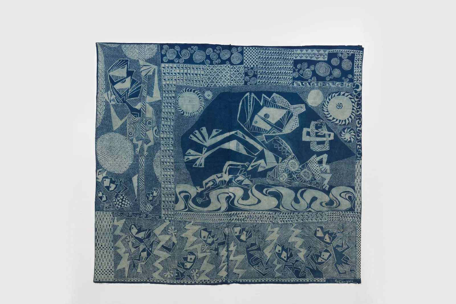 susanne Wenger at halle für Kunst Steiermark current exhibition , Mọrèmi, Odùduwà steigt vom Himmel, 1959