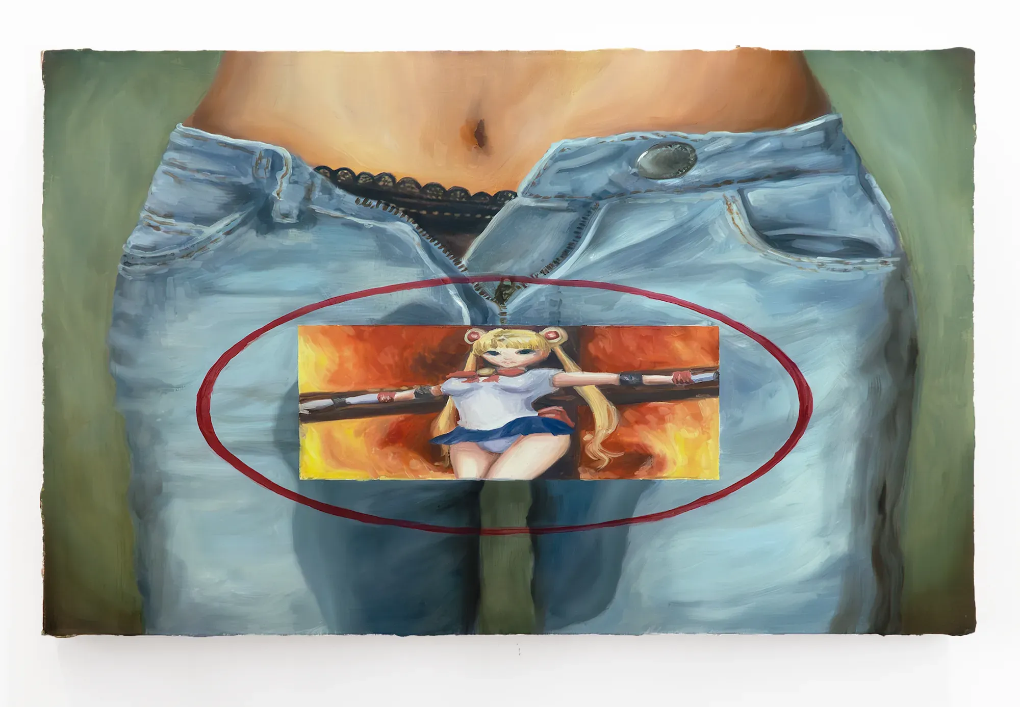 Anne Joelle Tan , artist portrait catapult munchies art club painting, sailor moon and jeans