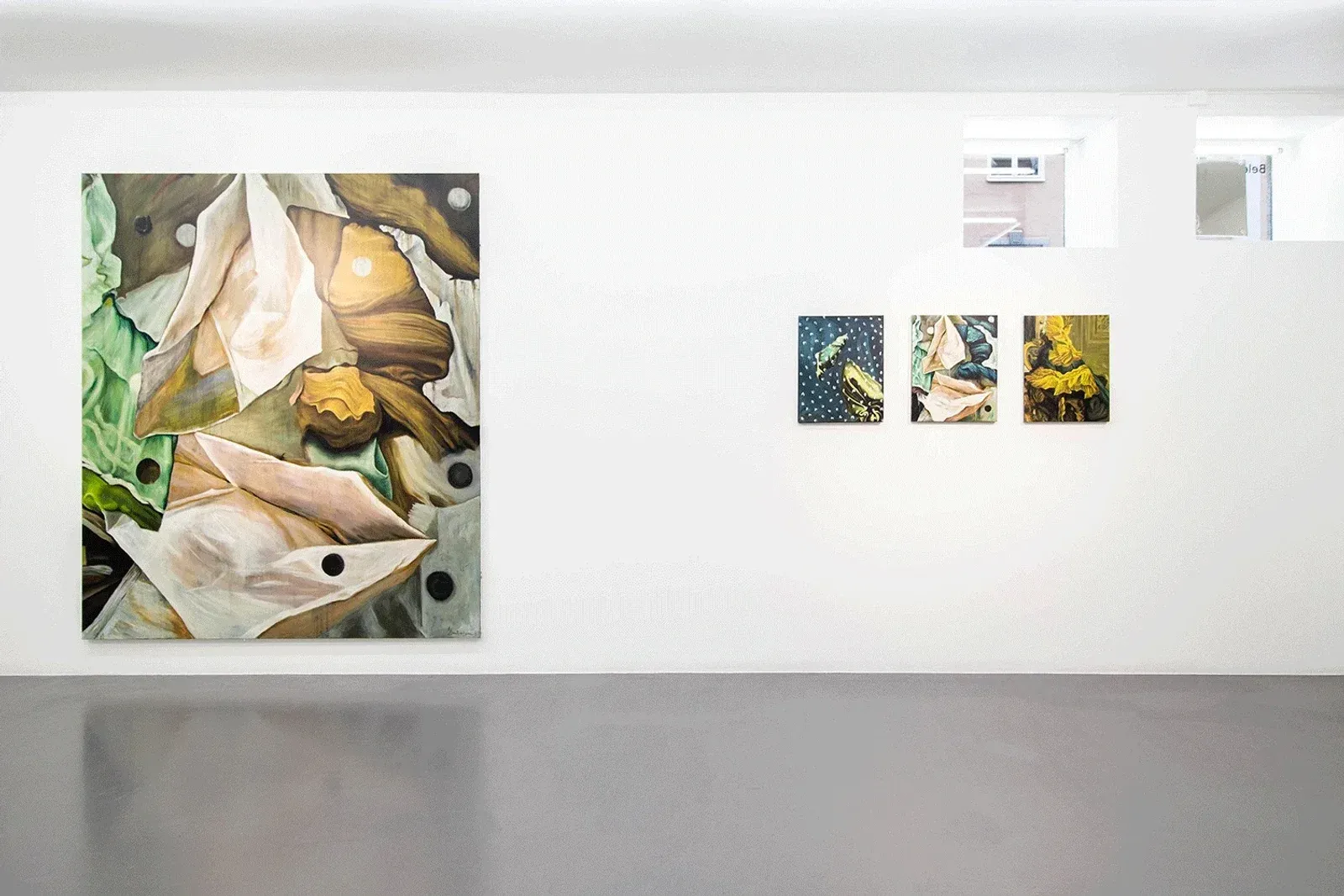 belenius gallery exhibition view with Emma Bjurström artworks paintings, abstracted large scale
