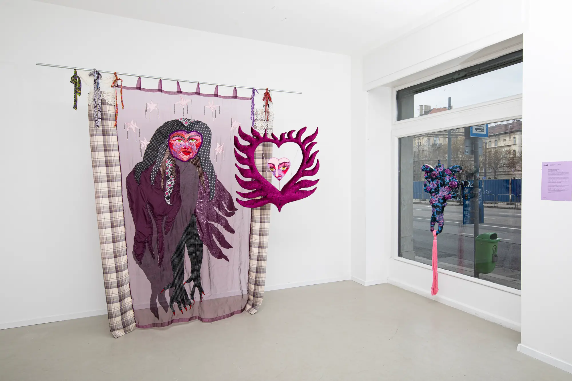 Insight Liget gallery, Budapest with textile feminist installation work by &nbsp;Boglárka Dankó